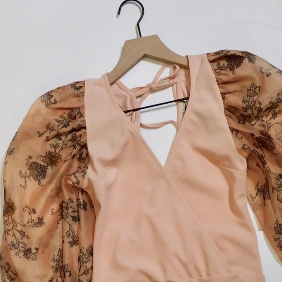 FREE PEOPLE Intimately Floral Puff Sleeve Puff-ect Bodysuit Romantic X-Small - Picture 5 of 15